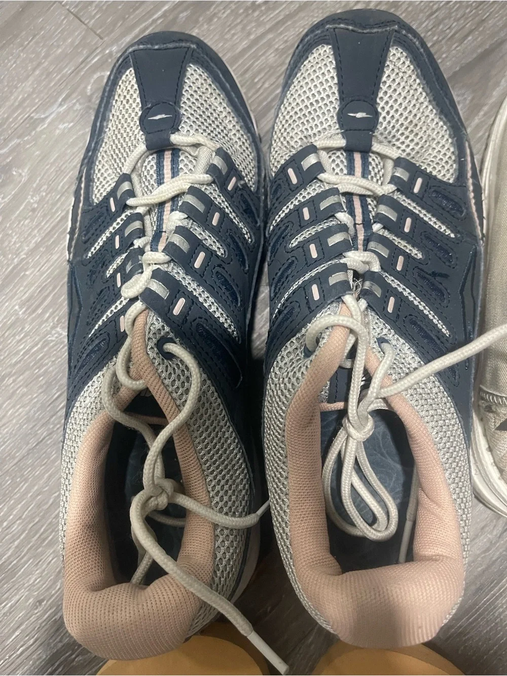 Women’s Navy and Beige Mesh Athletic Sneakers
